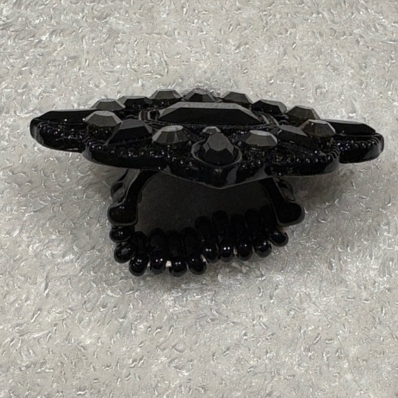 Gothic Black Ornate Rhinestone Statement Ring - Stretchy & Adjustable - Picture 3 of 14